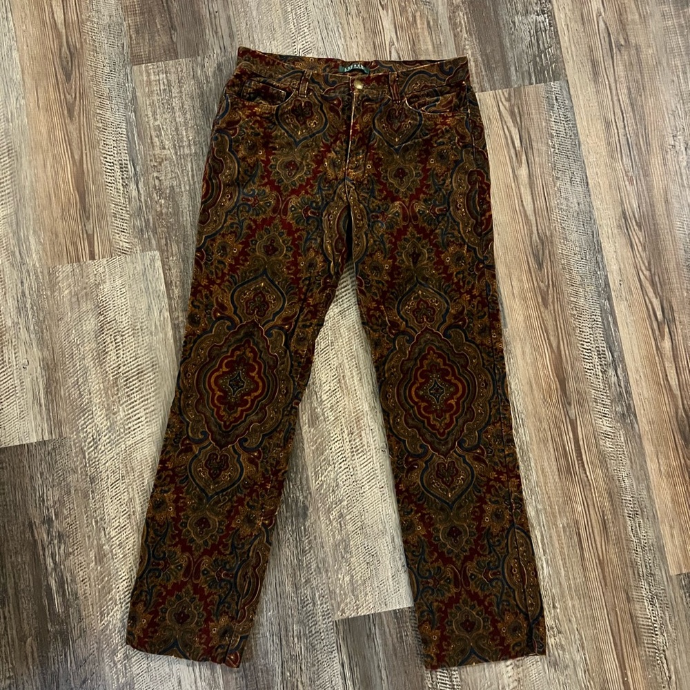 Ralph Lauren Paisley Velvet Straight Pants